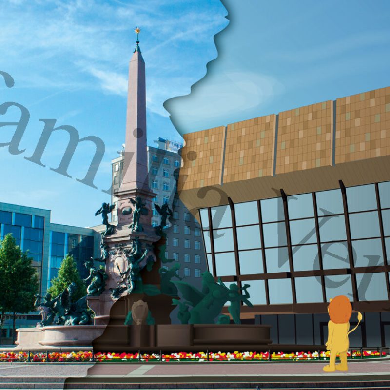Postkarte Gewandandhaus Leipzig halb gezeichnet