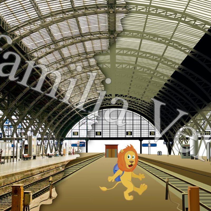 Postkarte Hauptbahnhof Leipzig halb gezeichnet